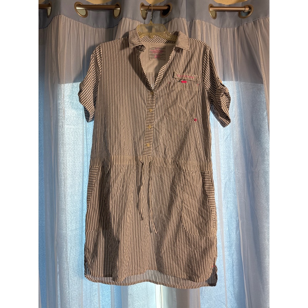 Vineyard Vines Performance‎ Shirt Dress Womens 8 Blue White Excellent Seersucker